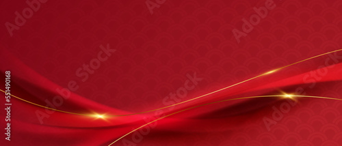 Chinese style red wave pattern background design luxury vector illustration