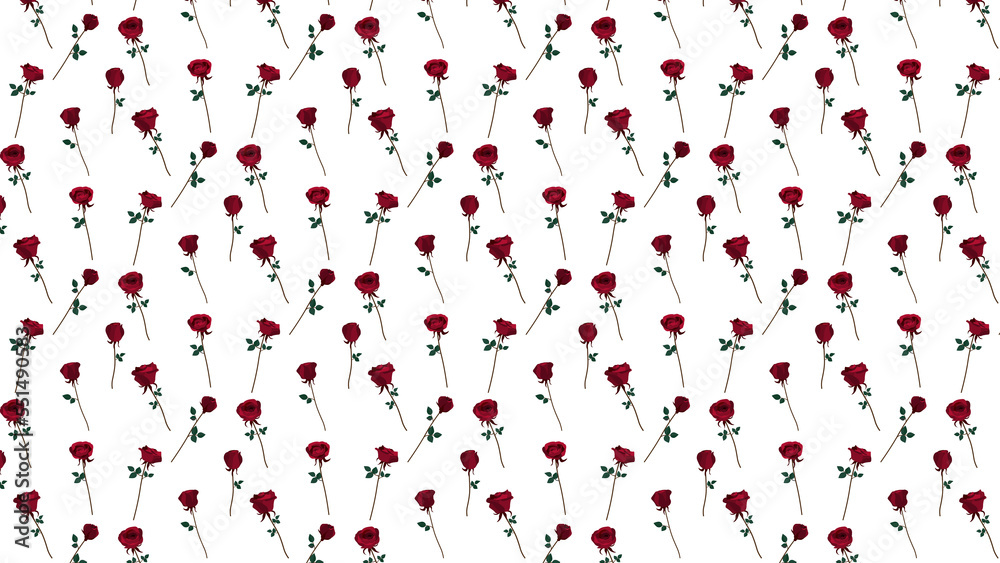 Beautiful Romance Red Single Rose on Transparent pattern for Valentine love season vector illustration. 04