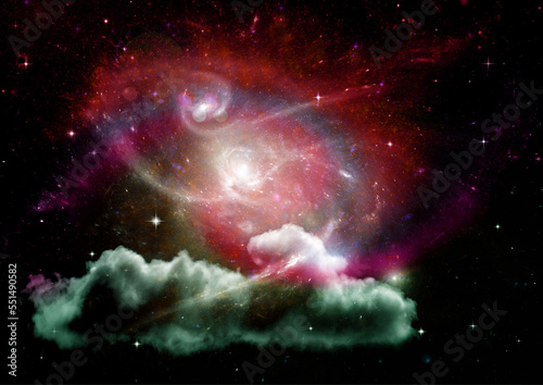 Obraz na płótnie galaxy in a free space. 3D rendering w salonie