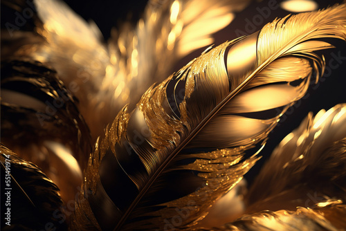 Concept art illustration of golden feathers background