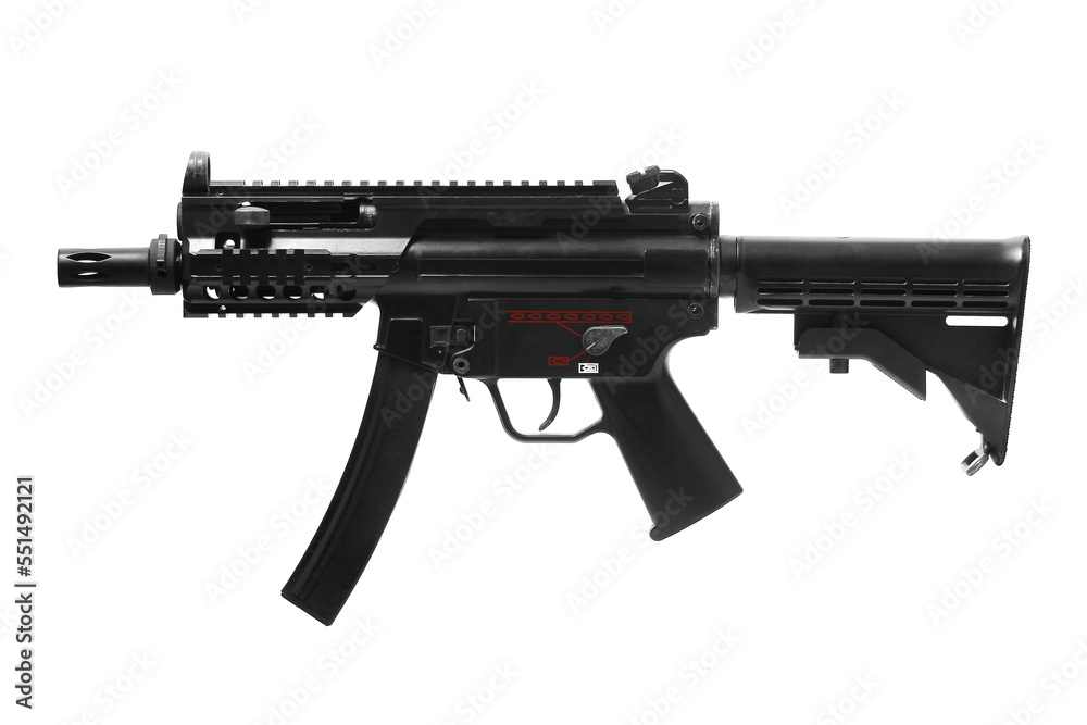 MP5 rail system assault rifle weapon gun isolated on white background