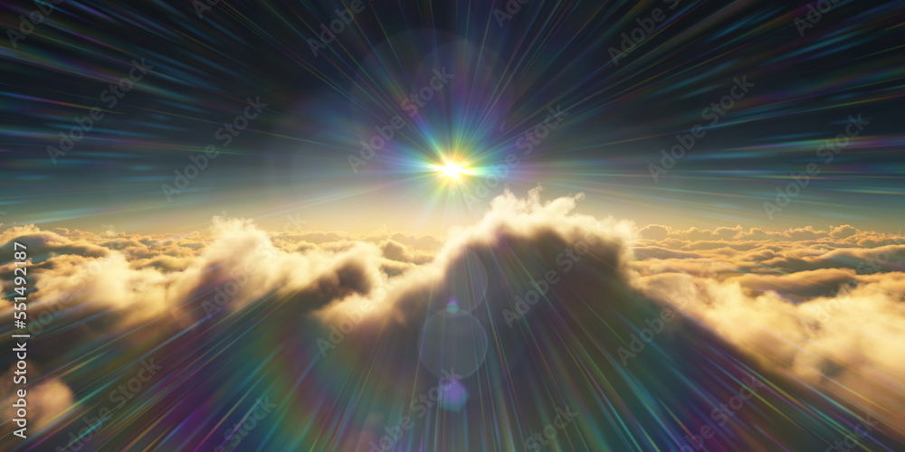 above clouds sunrise sun ray illustration