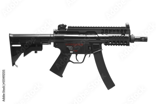 MP5 rail system assault rifle weapon gun isolated on white background photo