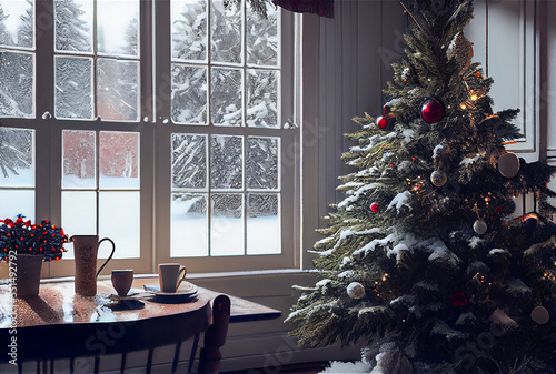 Cozy Christmas home on snow...