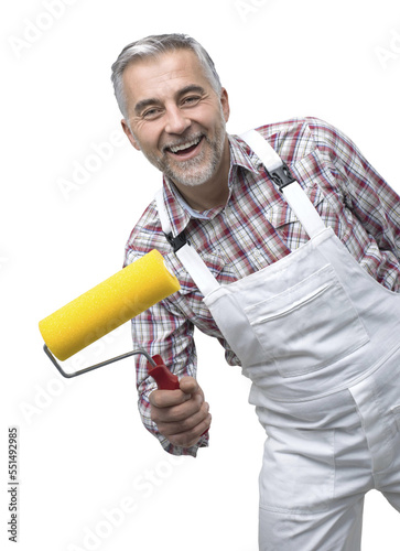 Smiling professional painter portrait photo