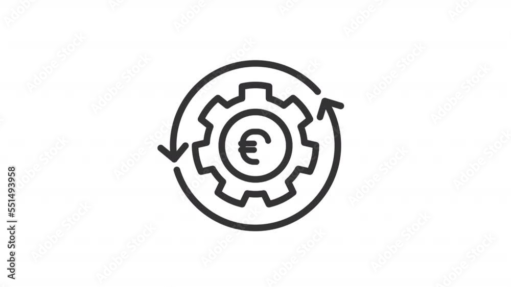 Animated cog with euro linear icon. Setup saving account. Financial technology. Seamless loop HD video with alpha channel on transparent background. Outline motion graphic animation Animated cog with euro linear icon. Setup saving account. Financial technology. Seamless loop HD video with alpha channel on transparent background. Outline motion graphic animation