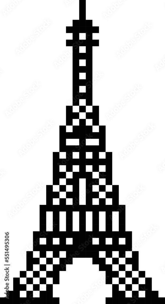 Eiffel Tower Pixel art vector illustration. Eiffel Tower Pixel art vector illustration.