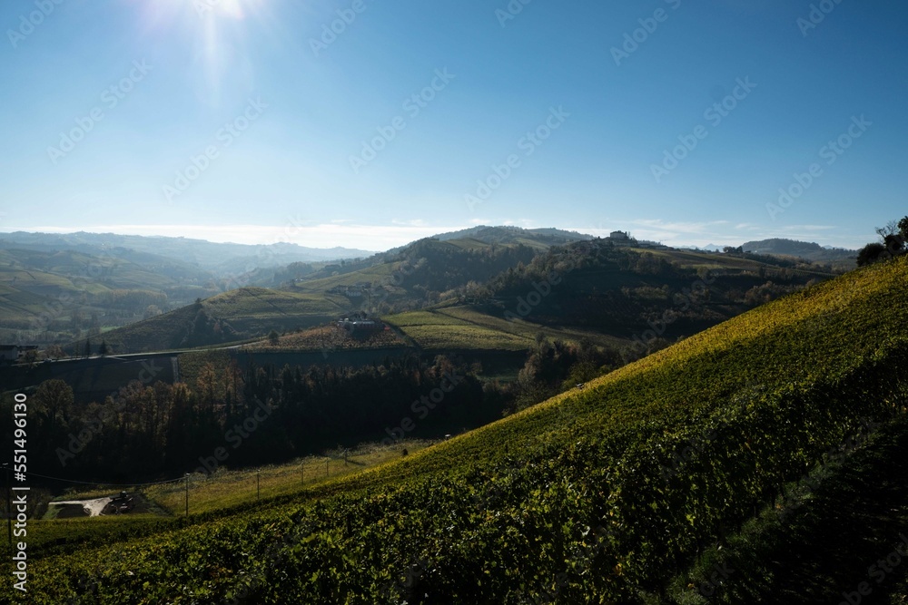 autumn landscapes in the Piedmontese Langhe near Serralunga d'Alba, with the bright colors of the Piedmontese autumn