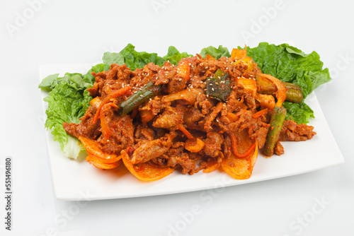 Stir-fried pork, Korean food, pork, cooking, meat, vegetables, meat, meals, food, green onions, bulgogi, pork, duruchigi, stir-fried pork,