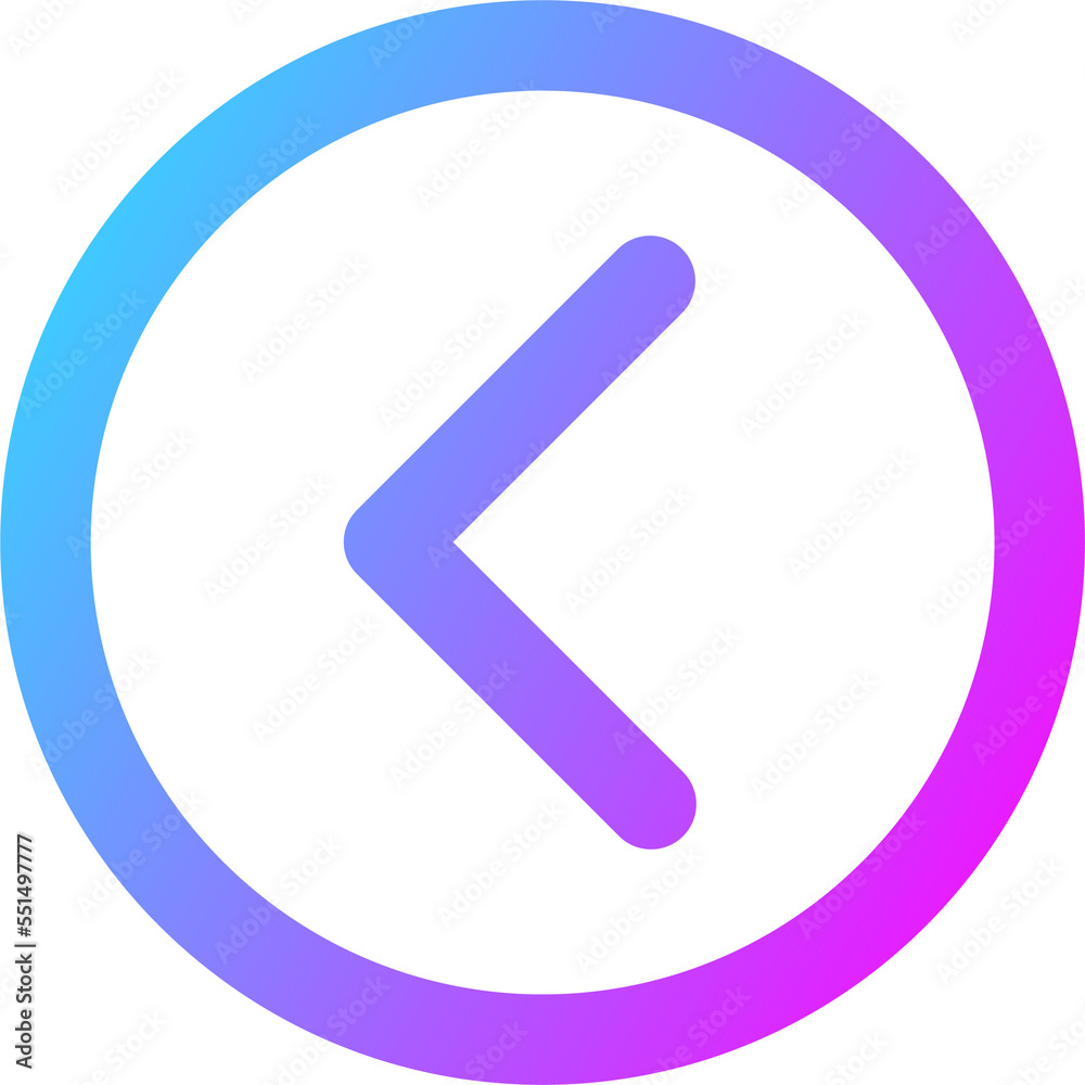 Left arrow direction line icon in gradient colors. Interface signs illustration. Left arrow direction line icon in gradient colors. Interface signs illustration.