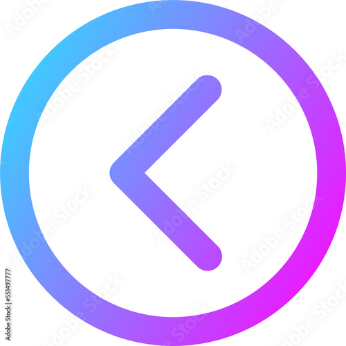 Left arrow direction line icon in gradient colors. Interface signs illustration.