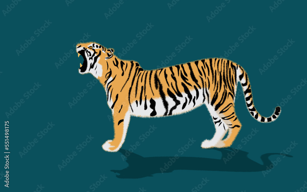 Vector tiger illustration. Simple design of tiger silhouette, Animals ...