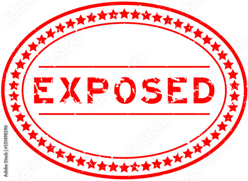 Grunge red exposed word oval rubber seal stamp on white background