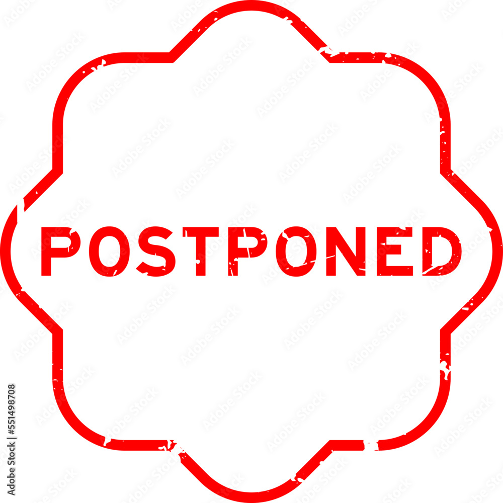 Fototapeta premium Grunge red postponed word rubber seal stamp on white background