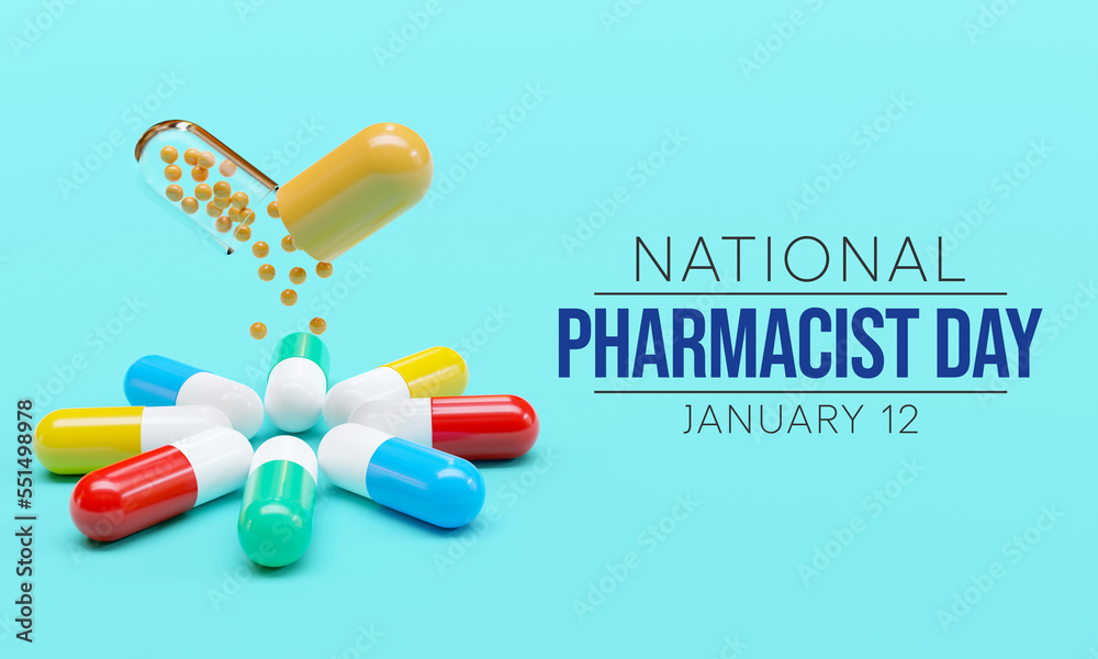 National Pharmacist day is observed every year on 12 January, The day focuses on the importance of pharmacists, and it honors how much they impact our health and well-being. 3D Rendering National Pharmacist day is observed every year on 12 January, The day focuses on the importance of pharmacists, and it honors how much they impact our health and well-being. 3D Rendering