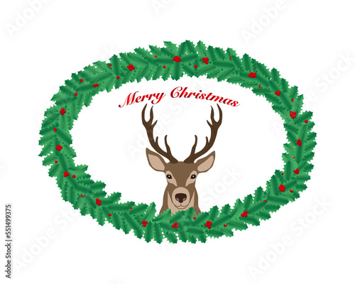 reindeer with christmas wreath