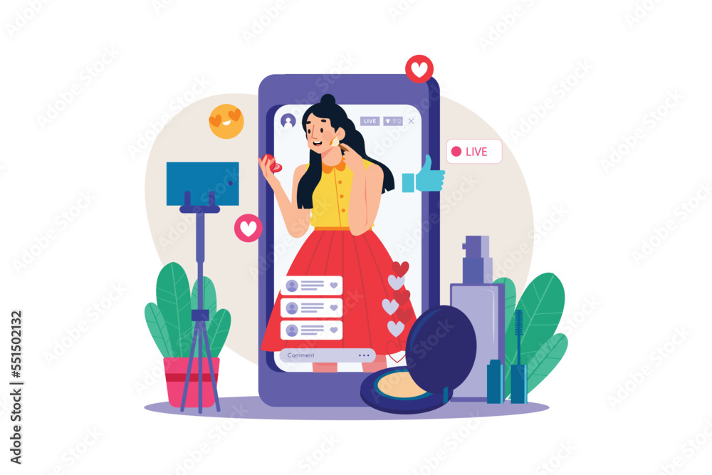 Female Vlogger Doing A Live Stream Female Vlogger Doing A Live Stream