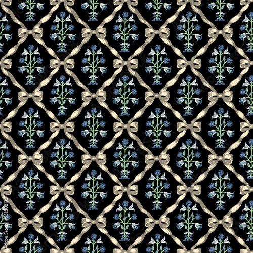 seamless pattern ribbon with flowers