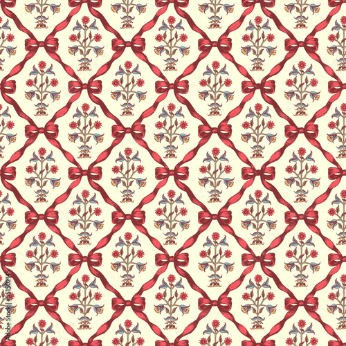 seamless pattern ribbon with flowers