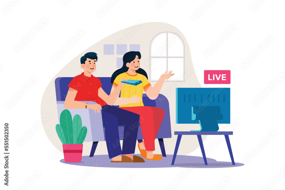 Couple Watching Live Television Couple Watching Live Television