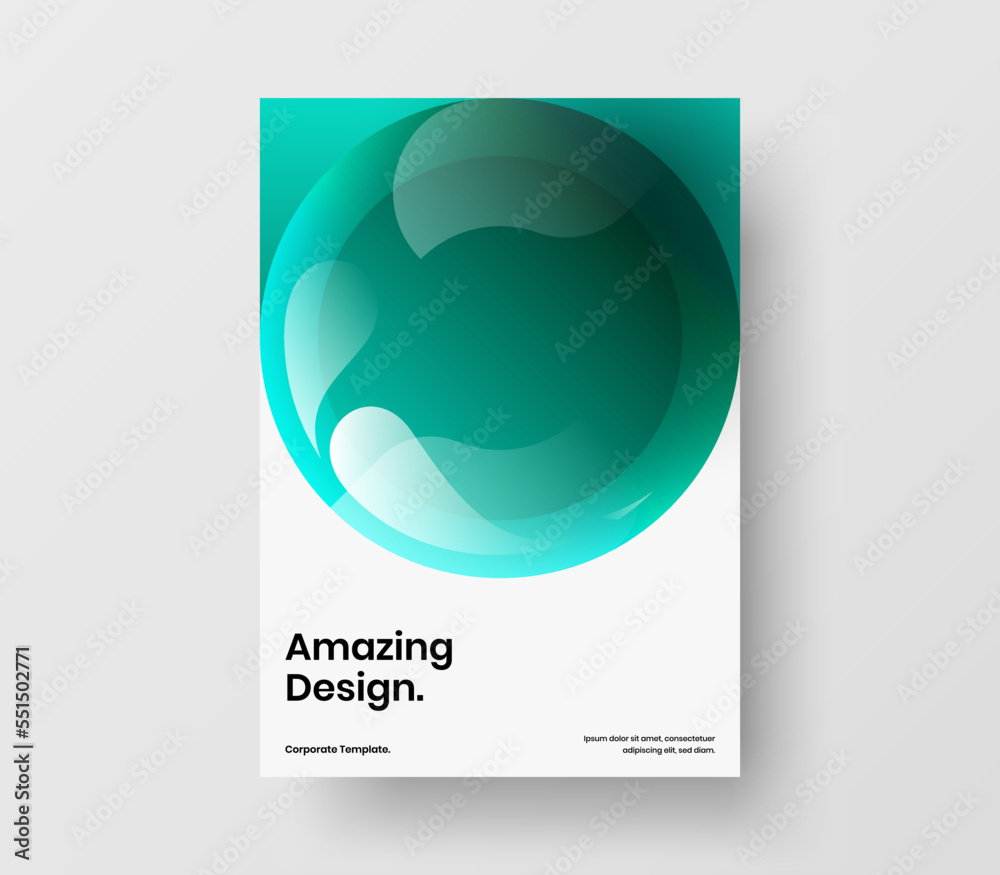 Colorful corporate cover A4 design vector illustration. Original realistic spheres company identity concept.