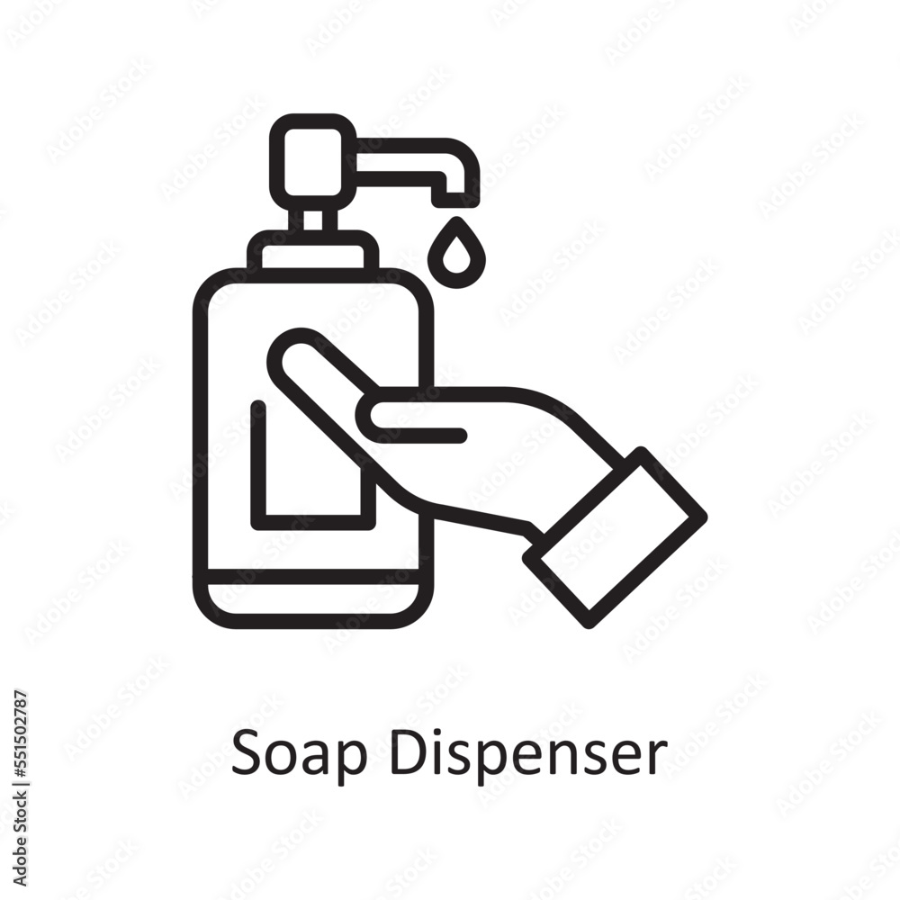 Soap Dispenser Vector Outline Icon Design illustration. Medical Symbol on White background EPS 10 File Soap Dispenser Vector Outline Icon Design illustration. Medical Symbol on White background EPS 10 File