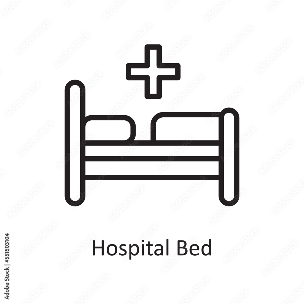 Hospital Bed Vector Outline Icon Design illustration. Medical Symbol on White background EPS 10 File Hospital Bed Vector Outline Icon Design illustration. Medical Symbol on White background EPS 10 File