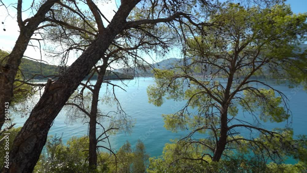 Panoramic View of Love's Bay Beach in Poros Island Greece Panoramic View of Love's Bay Beach in Poros Island Greece