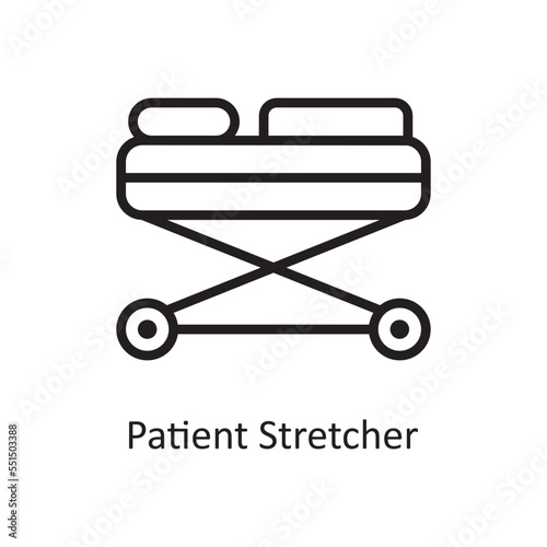 Patient Stretcher Vector Outline Icon Design illustration. Medical Symbol on White background EPS 10 File