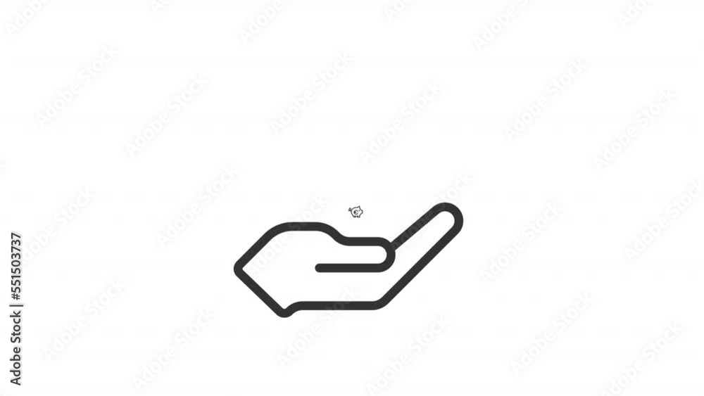 Animated euro piggybank linear icon. Money savings and budget. Financial fund. Seamless loop HD video with alpha channel on transparent background. Outline motion graphic animation