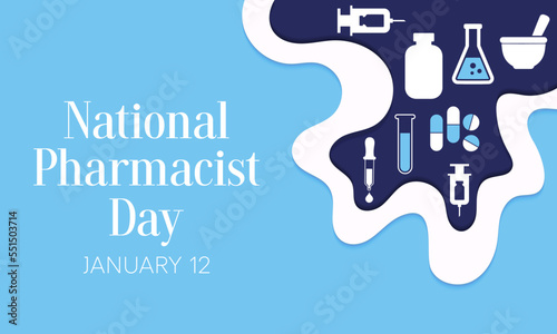 National Pharmacist day is observed every year on 12 January, The day focuses on the importance of pharmacists, and it honors how much they impact our health and well-being. vector illustration