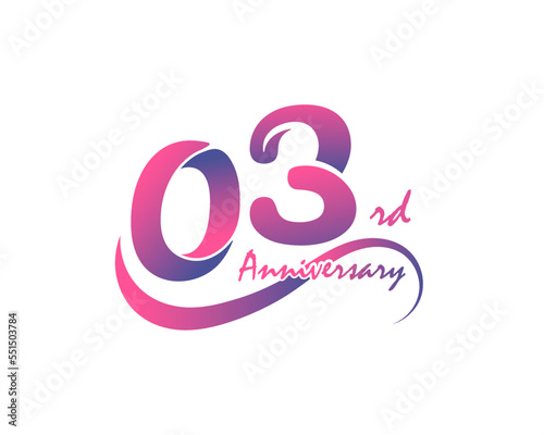 3 years anniversary logotype. 3rd Anniversary template design for Creative poster, flyer, leaflet, invitation card