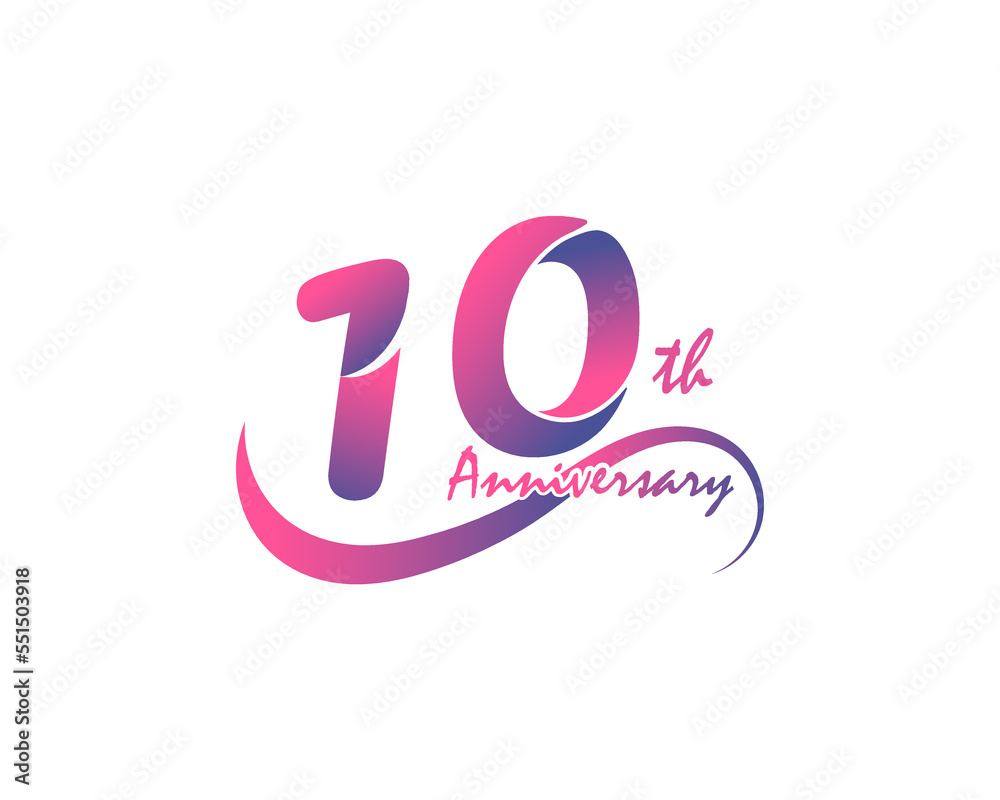 10 years anniversary logotype. 10th Anniversary template design for Creative poster, flyer, leaflet, invitation card