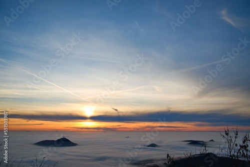 Milesovka, sunrise, Czech republic photo