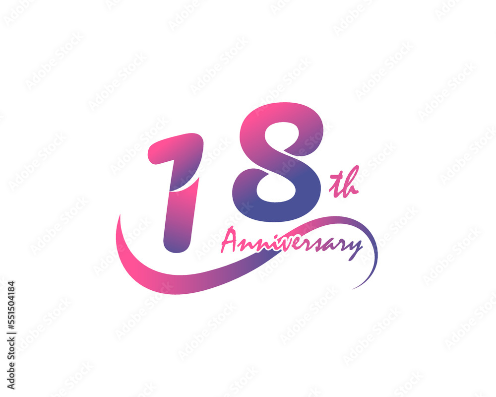 18 years anniversary logotype. 18th Anniversary template design for Creative poster, flyer, leaflet, invitation card