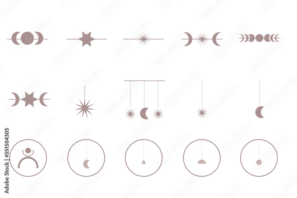 Graphic Icon Clipart Minimalist Boho Symbol Silhouette Set Template ...