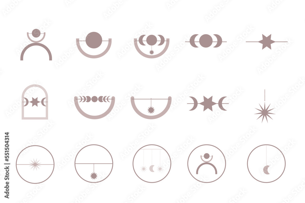 Graphic Icon Clipart Minimalist Boho Symbol Silhouette Set Template ...