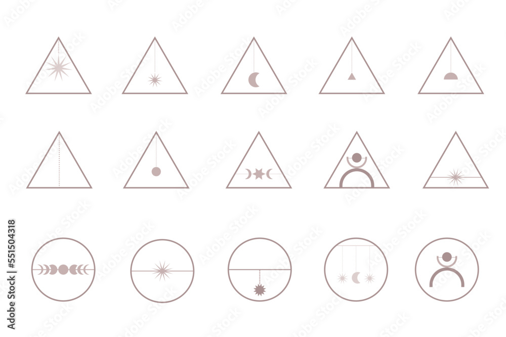 Graphic Icon Clipart Minimalist Boho Symbol Silhouette Set Template ...