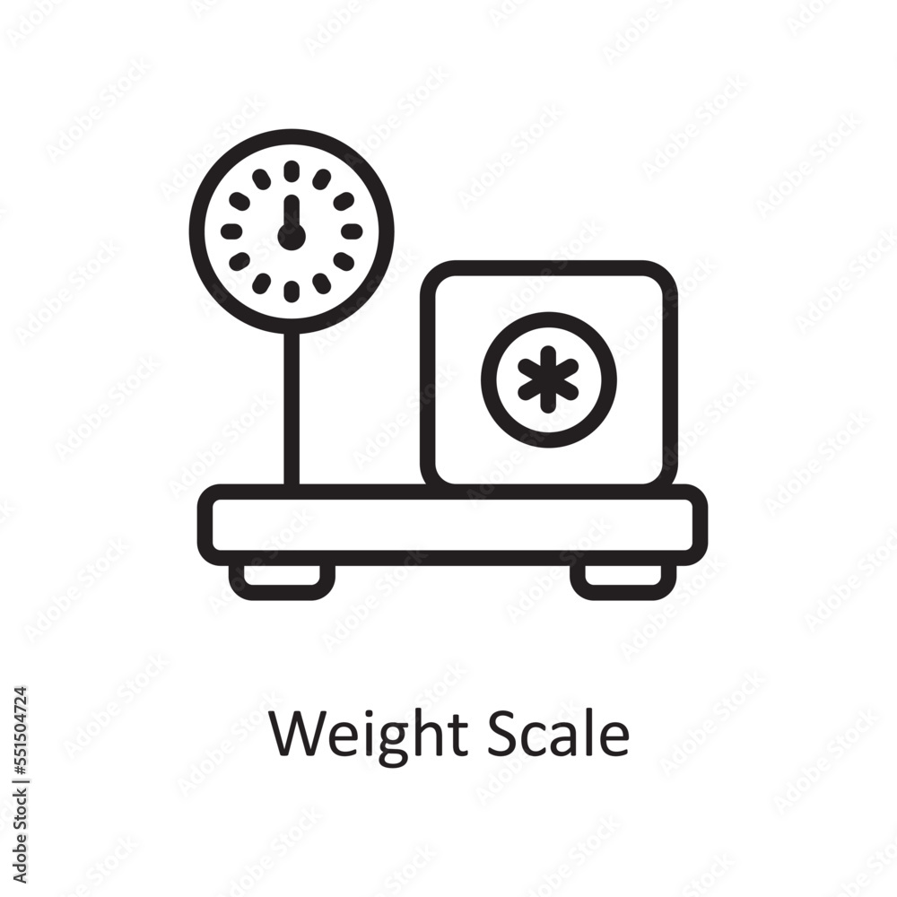 Weight Scale Vector Outline Icon Design illustration. Medical Symbol on White background EPS 10 File