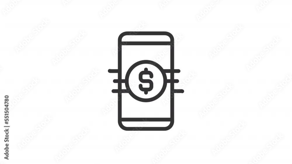 Animated banking app linear icon. Saving account in phone. Digital payment technology. Seamless loop HD video with alpha channel on transparent background. Outline motion graphic animation Animated banking app linear icon. Saving account in phone. Digital payment technology. Seamless loop HD video with alpha channel on transparent background. Outline motion graphic animation