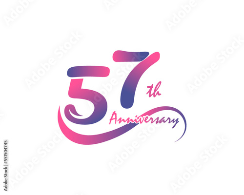 57 years anniversary logotype. 57th Anniversary template design for Creative poster, flyer, leaflet, invitation card
