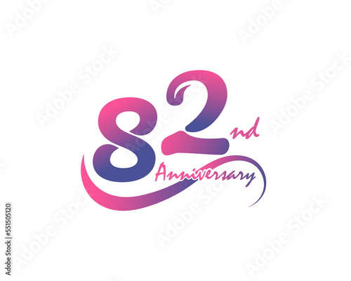 82 years anniversary logotype. 82th Anniversary template design for Creative poster, flyer, leaflet, invitation card