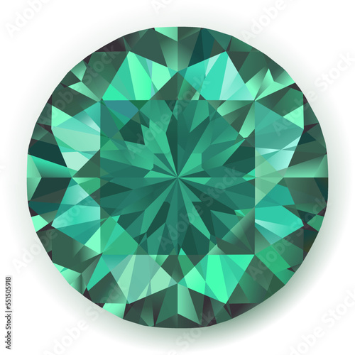 Emerald isolated on white background - vector diamond realistic gemstone illustration