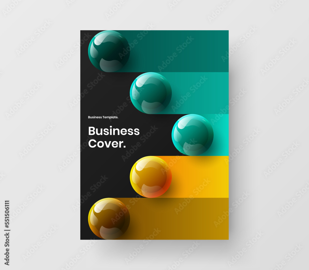 Modern leaflet vector design layout. Vivid 3D spheres company identity illustration. Modern leaflet vector design layout. Vivid 3D spheres company identity illustration.
