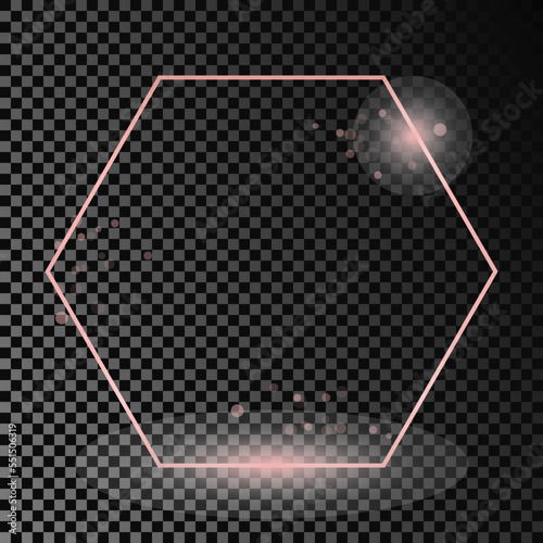 Rose gold glowing hexagon frame