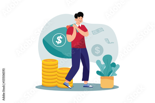 Man carrying a bag of money