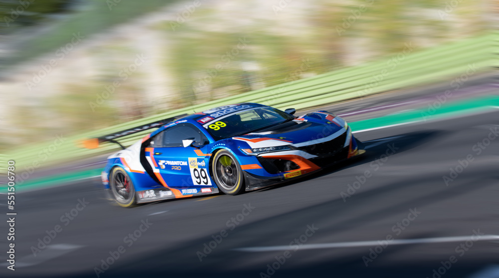 Spectacular scenic racing car on asphalt racetrack Honda NSX blurred ...