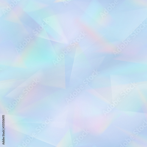 Seamless iridescent background - vector illustration of holographic prism  light reflections. Abstract holo texture. Blue crystal surface closeup. 