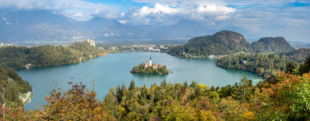 Lake Bled and small island with Mary's Church, Slovenia