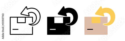 Delivery and Free Return Gifts or Parcels. Flat Vector Icon illustration. Simple black symbol on white background.